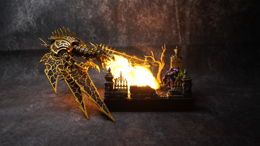 GRIMSPARK Warhammer Heldrake with LED Custom Graveyard Base
