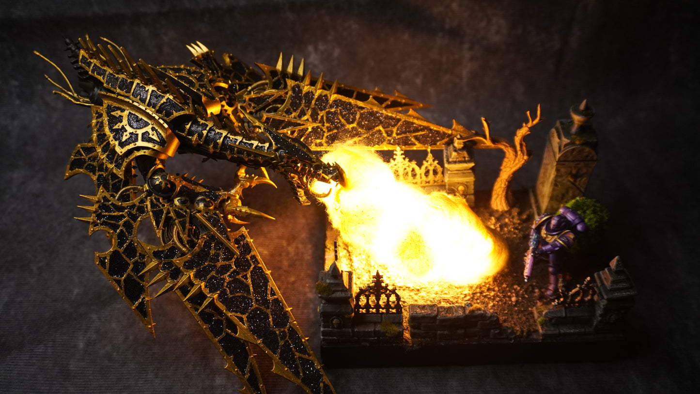 GRIMSPARK Warhammer Heldrake with LED Custom Graveyard Base