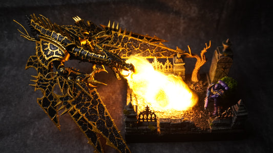 GRIMSPARK Warhammer Heldrake with LED Custom Graveyard Base